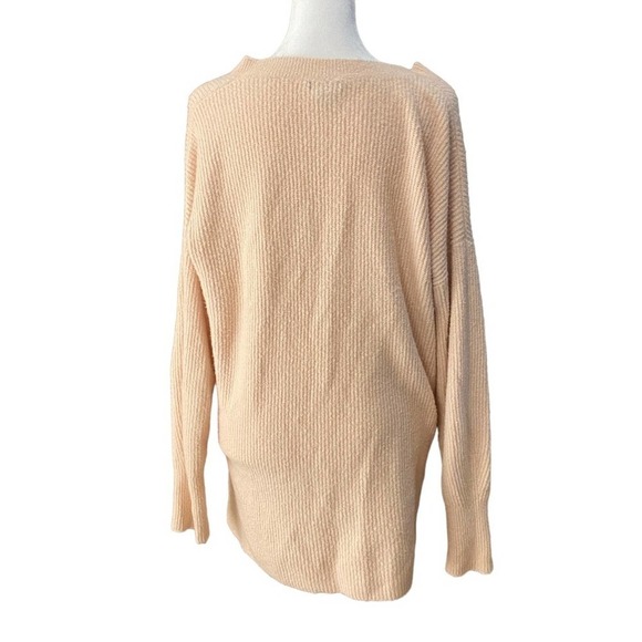 Nordstrom Halogen Pink Chunky Oversized Tunic Sweater Medium v neck - Picture 2 of 11